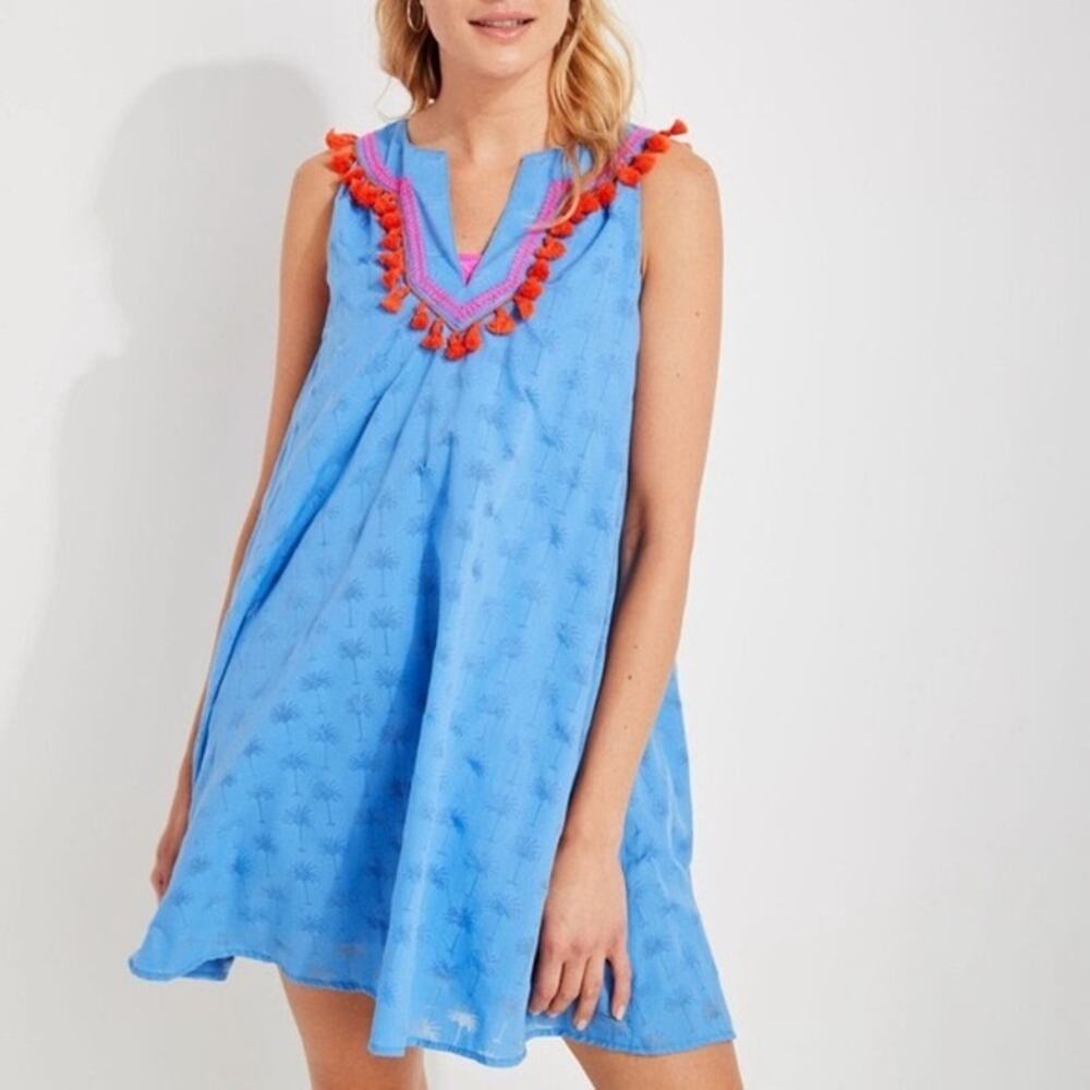 Vineyard Vines | Preppy Sleeveless Orange Tassel Vacation Palm Tree Print Summer